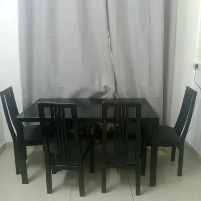 Black Dining Table with 4 Chairs - Simple Modern Set