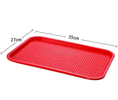 Red Plastic Serving Tray 35 x 27 cm - Lightweight Cafeteria Tray food trays food court trays