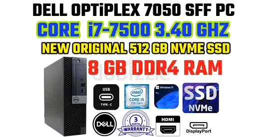 512 GB NVME SSD DELL OPTILEX 7050 SFF-INTEL CORE i5-7500 3.40 GHZ-8GB DDR4 RAM-WIN 11 PRO