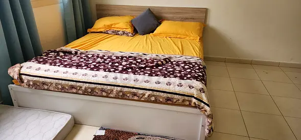 Queen Bed Frame with Headboard and Mattress - Good Condition