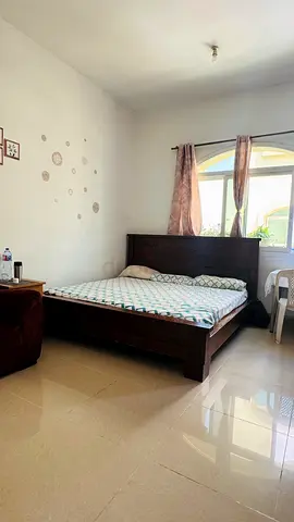 Solid Wood Double Bed Frame with Headboard - Good Condition