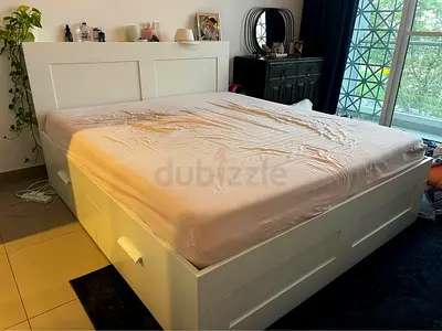 Ikea King Brimines bed frame including Ikea King Mattress