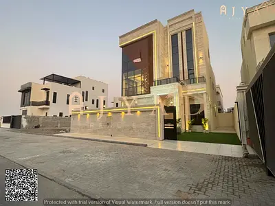 For sale: luxury villa in Al Alia Ajman, 6 bedrooms, spacious living halls, elegant majlis, land area 4300 sq ft, built area 4800 sq ft,