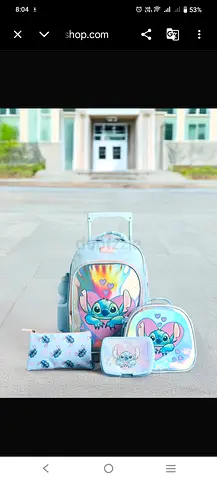 Kids 5-piece Stitch School Bag Set with Lunch Box, water bottle and Pencil Case 16 inch