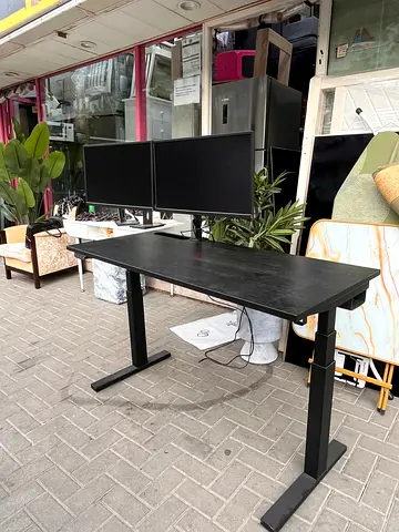 Adjustable Height Electric Standing Desk - Black, 2-Monitor Setup Ready