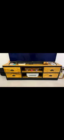 Wood  Black TV Entertainment Unit with Drawers - Excellent Condition