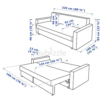 IKEA Sofa Bed with Measurements (Convertible Guest Sofa)