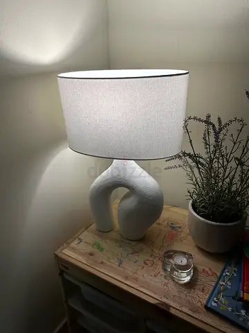Modern Sculptural Table Lamp with Fabric Shade