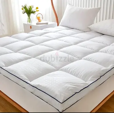 King-size Quilted Mattress Topper - White, Plush
