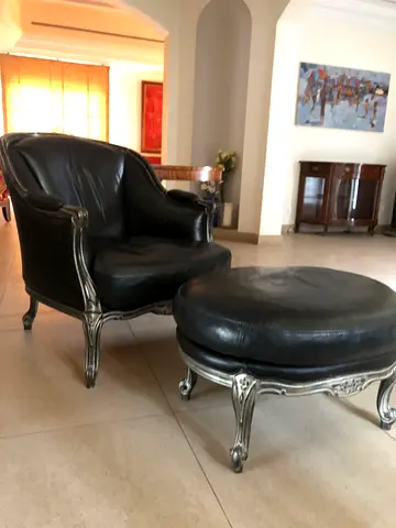 THE ONE /   2 SOFT LEATHER CHAIRS/POOF