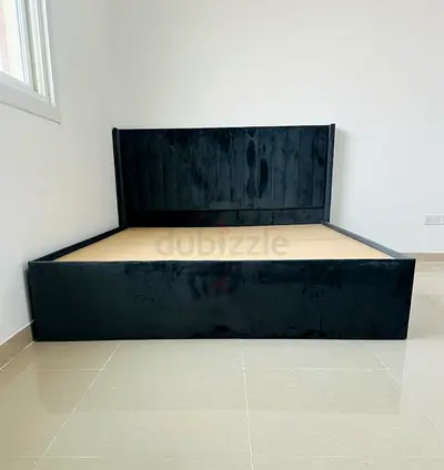 Brand New King-size upholstered bed frame with Mattress tall headboard - dark velvet