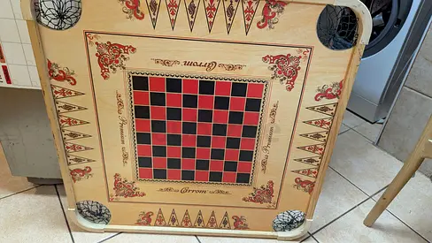 Wooden Backgammon and Chess Combo Board - Good Condition