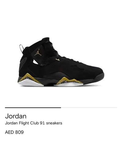 Air Jordan Flight Club 91 Black/Gold Sneakers