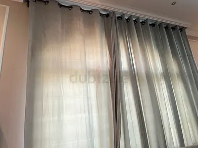 Light-blocking Grey Grommet Curtains (Pair) - Good Condition