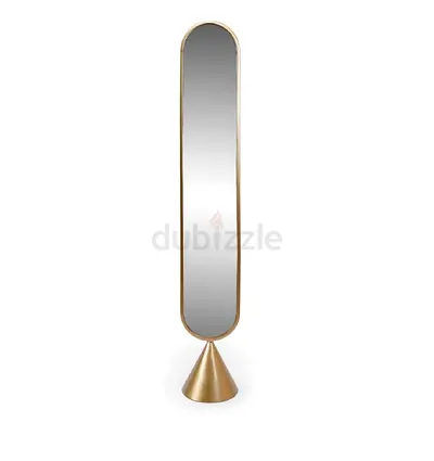 Tall Freestanding Oval Full-Length Mirror with Gold Cone Base