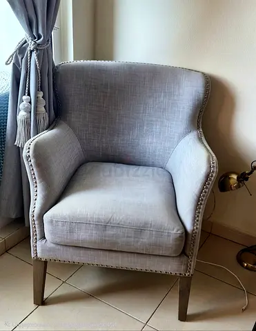 Apperson Cushioned Back Arm Chair Light Grey HOME CENTER