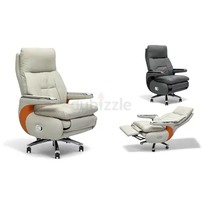 Leather Recliner Office/Study Chair with Footrest and Swivel Base