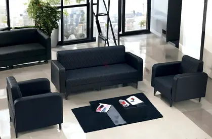 New  sofa set 5 Seater 3+1+1  three pieces black color and with coffee table