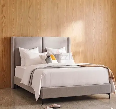 Pan Home King Size upholstered bed with headboard - light grey