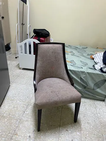 Upholstered Dining Chair with Dark Wood Frame - Good Condition