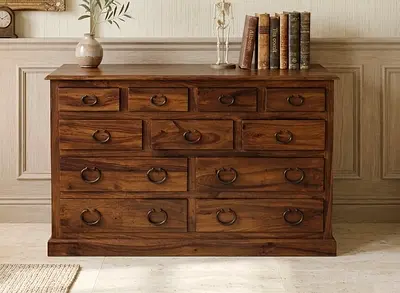 Marina home Solid Wood 12-Drawer Dresser / Chest - Rustic Finish