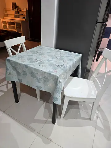 Table with 2 IKEA chairs