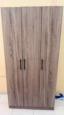 3-Door Wooden Wardrobe / Armoire in Grey Oak Finish