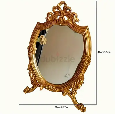Ornate Gold Vintage-Style Tabletop Mirror (31 x 21 cm)