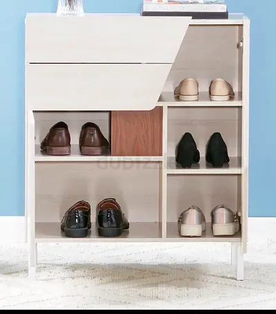 Compact Wooden Shoe Rack with Multiple Compartments - Light Finish