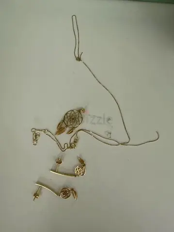 Gold-dreamcatcher  Necklace with Matching Earrings Set