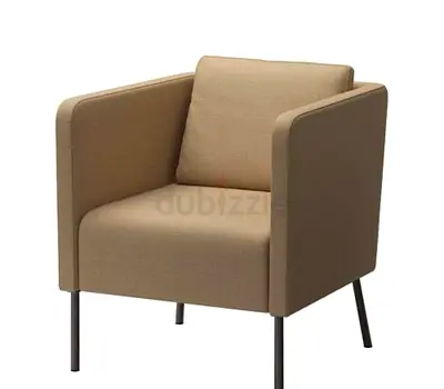 Beige ikea Fabric Armchair with Metal Legs - Comfortable Single Seat
