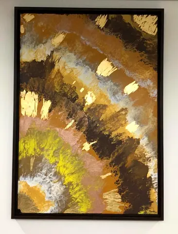 Large Abstract Gold  Earth-Tone Framed Painting