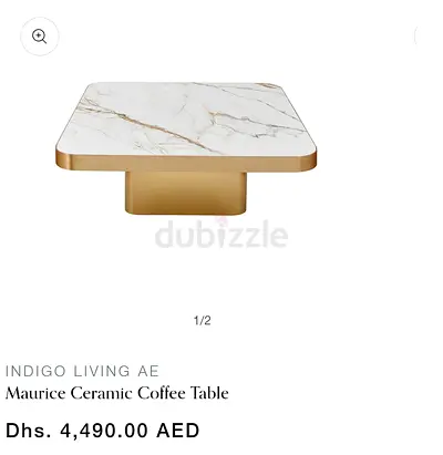 Maurice Ceramic Marble-Top Coffee Table (Gold Base)