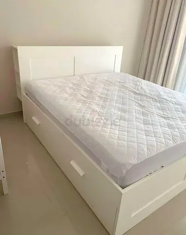 Ikea Queen size Brimines bed frame with Ikea mattress