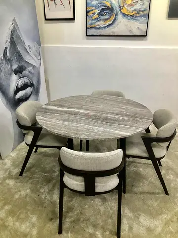 Marble dining set with west elm four chairs