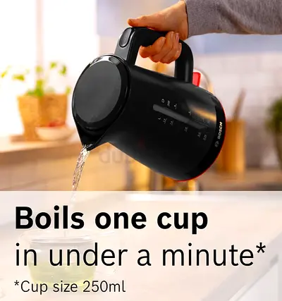 Bosch Electric Kettle 1L - Fast Boil, Black