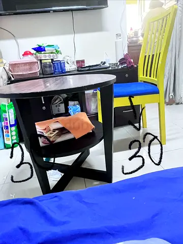 Round Wooden Coffee Table with Lower Shelf - Good Condition