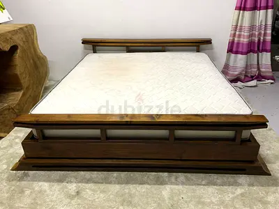 Solidwood bed with mattress dressing table or 2-side table