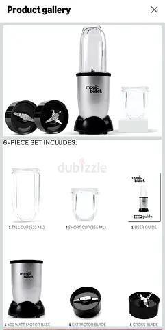 Magic Bullet Personal Blender 6-piece Set - Silver (400W)