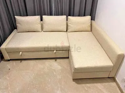 Ikea Beige Friheten L-shaped sofa combed