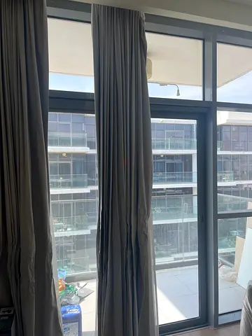 Set of Beige Floor-to-Ceiling Blackout Curtains  Chiffon set (W380 x H320)