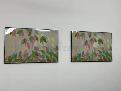 Set of 2 Framed Leaf Pattern Wall Art Prints - Pastel Colors