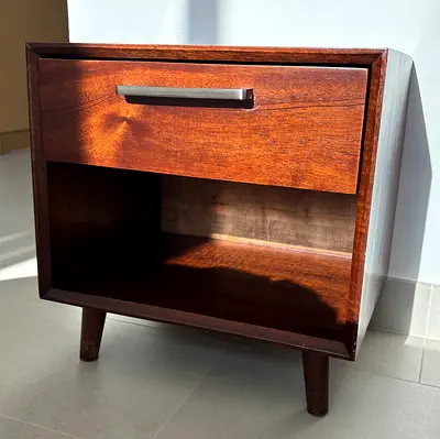 Pair of Solid Mahogany Bedside Tables | Mid-Century Style