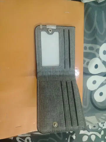 Used brown/grey long bifold wallet with ID window and card slots