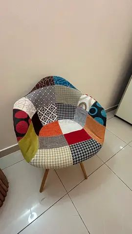 Home center- Patchwork Upholstered Accent Chair with Wooden Legs - 2 chairs for sale
