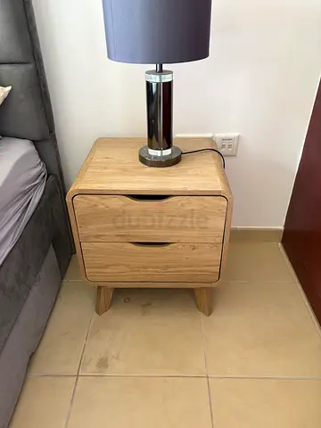 Solid wood bedside table / nightstand with two drawers