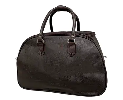 Dark Brown Leather-look Weekend/Travel Duffle Bag with Handles