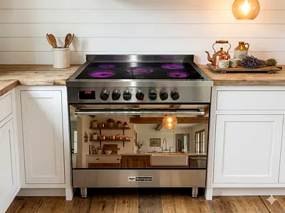 Bompani Ceramic Electric 5 hobs stove cooking range oven fan model BO683DX 90x60cm