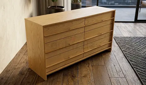 Solid Wood 8-Drawer Dresser / Sideboard - Light Oak Finish