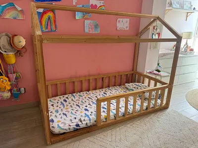 Montessori Wooden House Bed Frame, from “Mud Kitchens” - Natural Pine